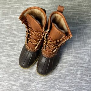LL Bean Shearling Lined Bean Boots Women’s 6 Made in USA Brown New Without Box